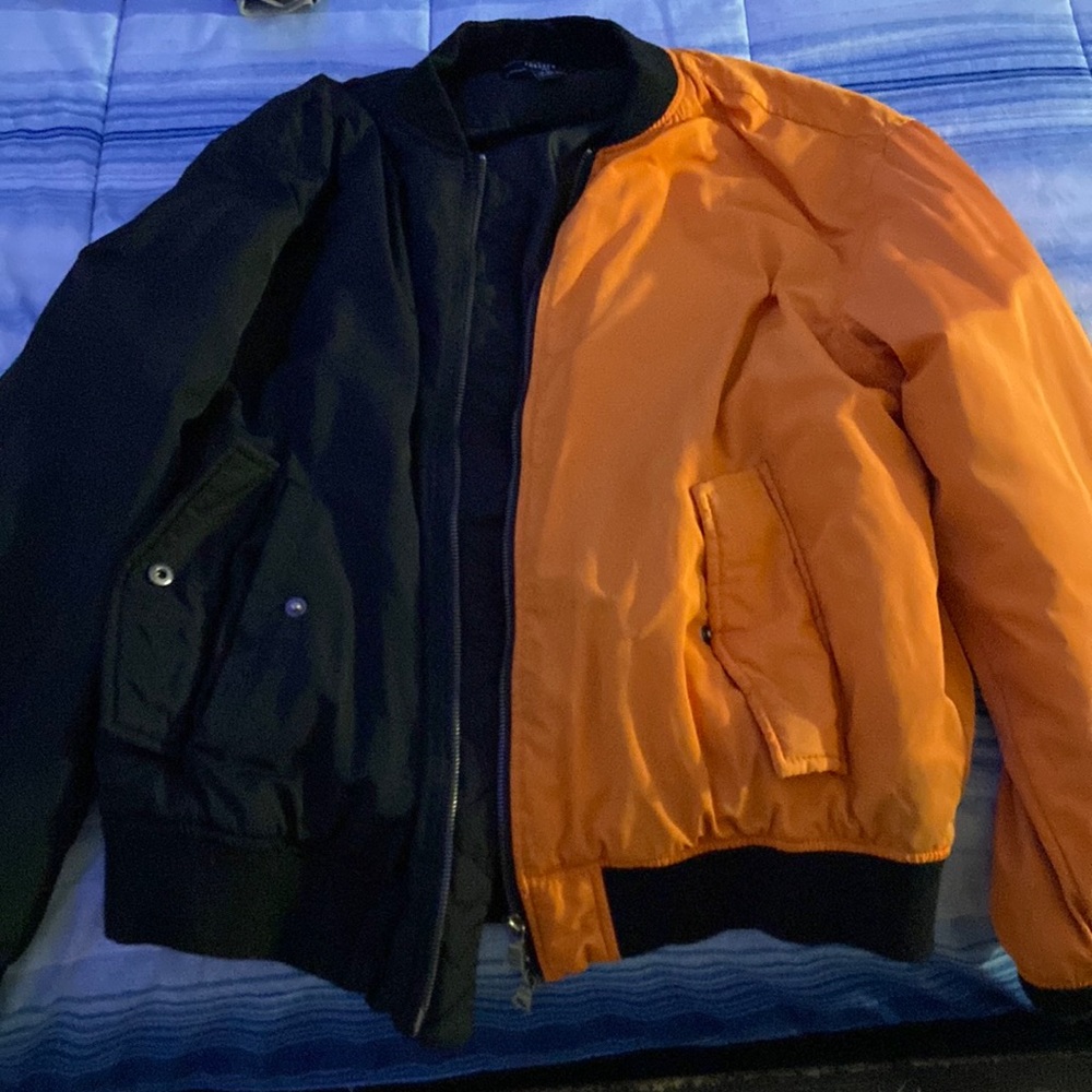 Barely used forever 21 Black and orange zip up jacket